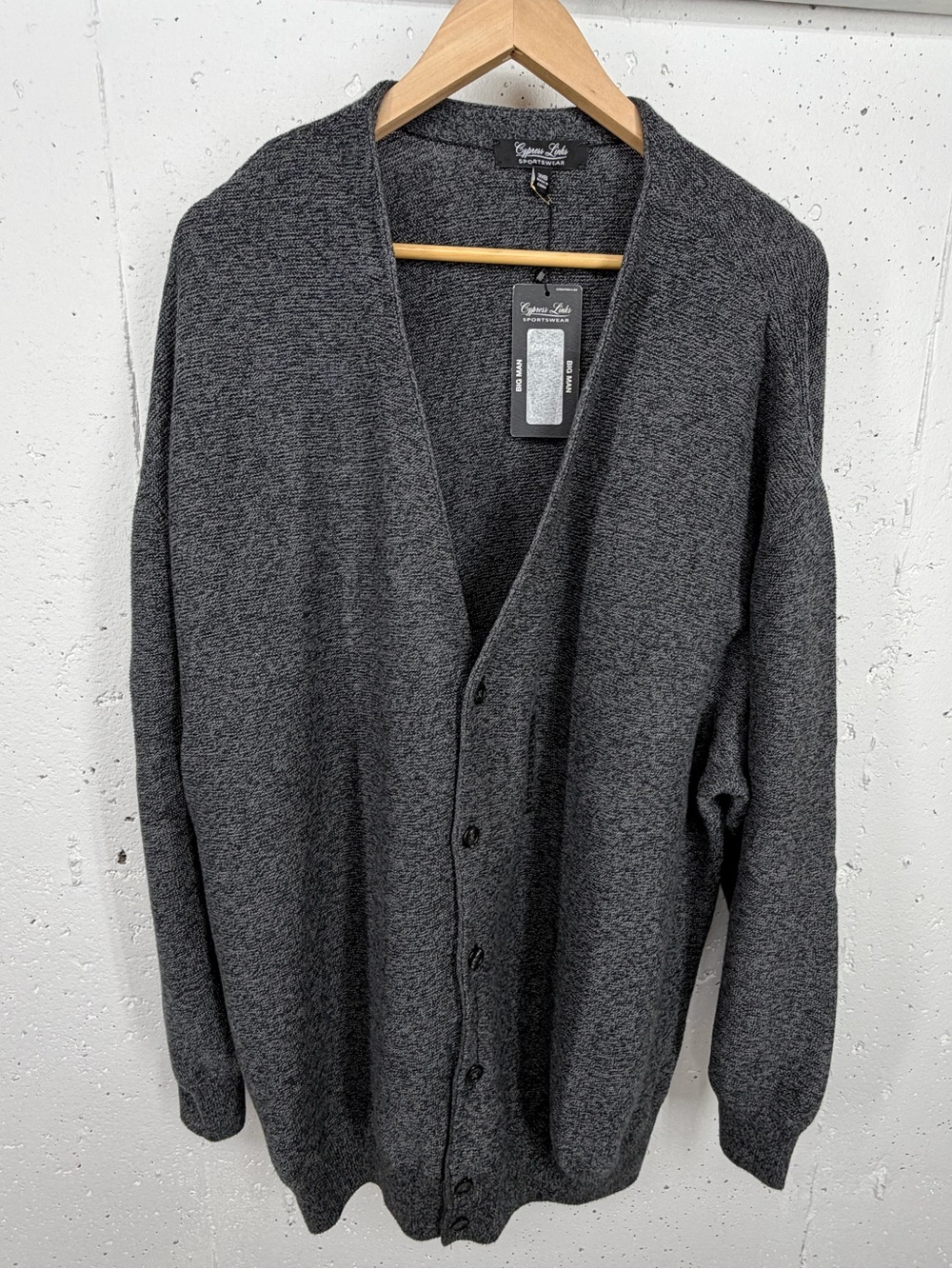Cypress Links Men's size 3X Big Black Gray Cardigan Sweater New